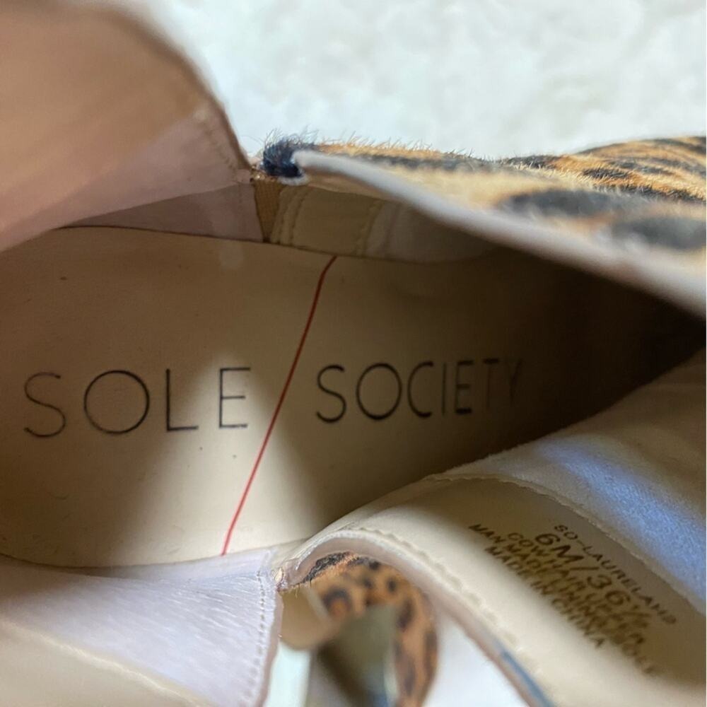 Sole Society Womens Heeled Ankle Bootie Size 6 Laurelah 2 Leopard Print Cow Hair - Picture 10 of 13